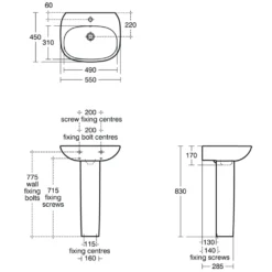 Ideal Standard Tesi Basin & Pedestal