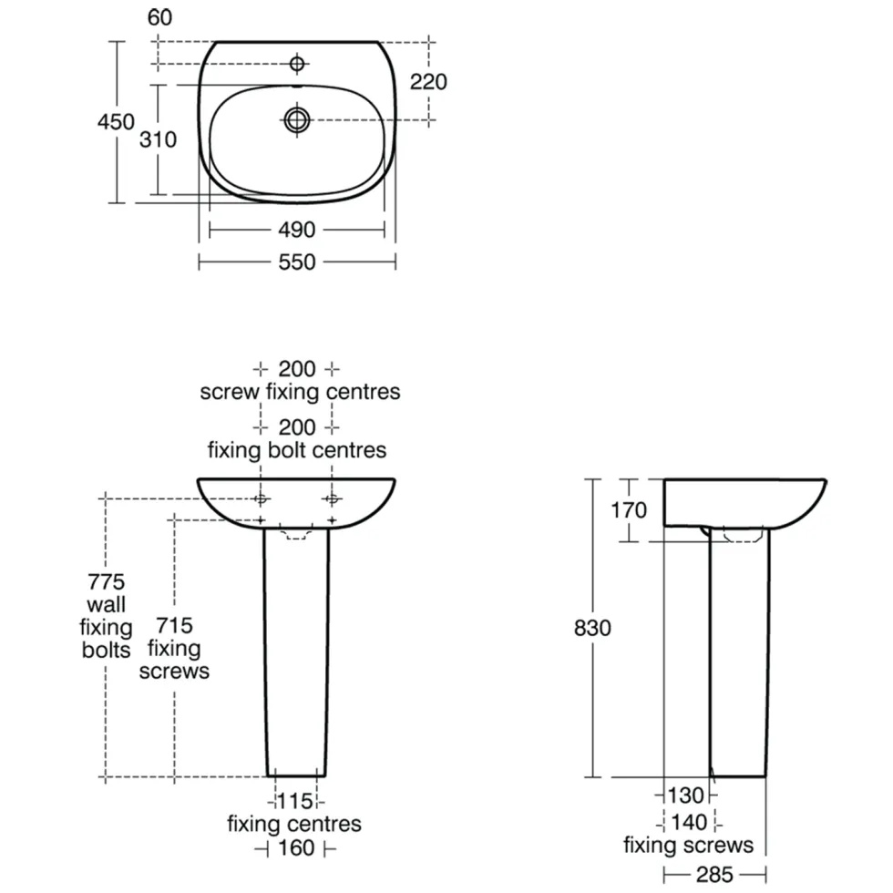 Ideal Standard Tesi Basin & Pedestal