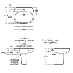Ideal Standard Tesi Basin & Pedestal