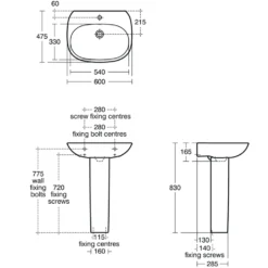 Ideal Standard Tesi Basin & Pedestal