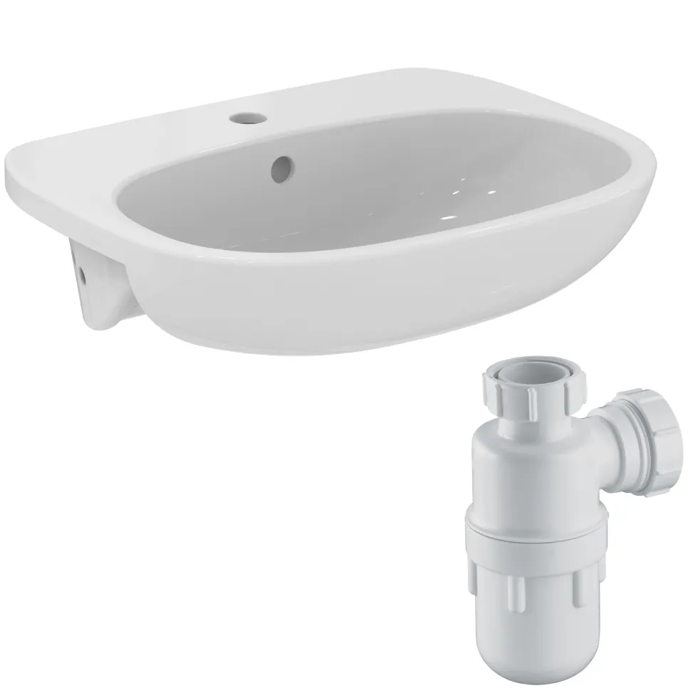 Ideal Standard Tesi Semi Recessed Countertop Basin & Bottle Trap