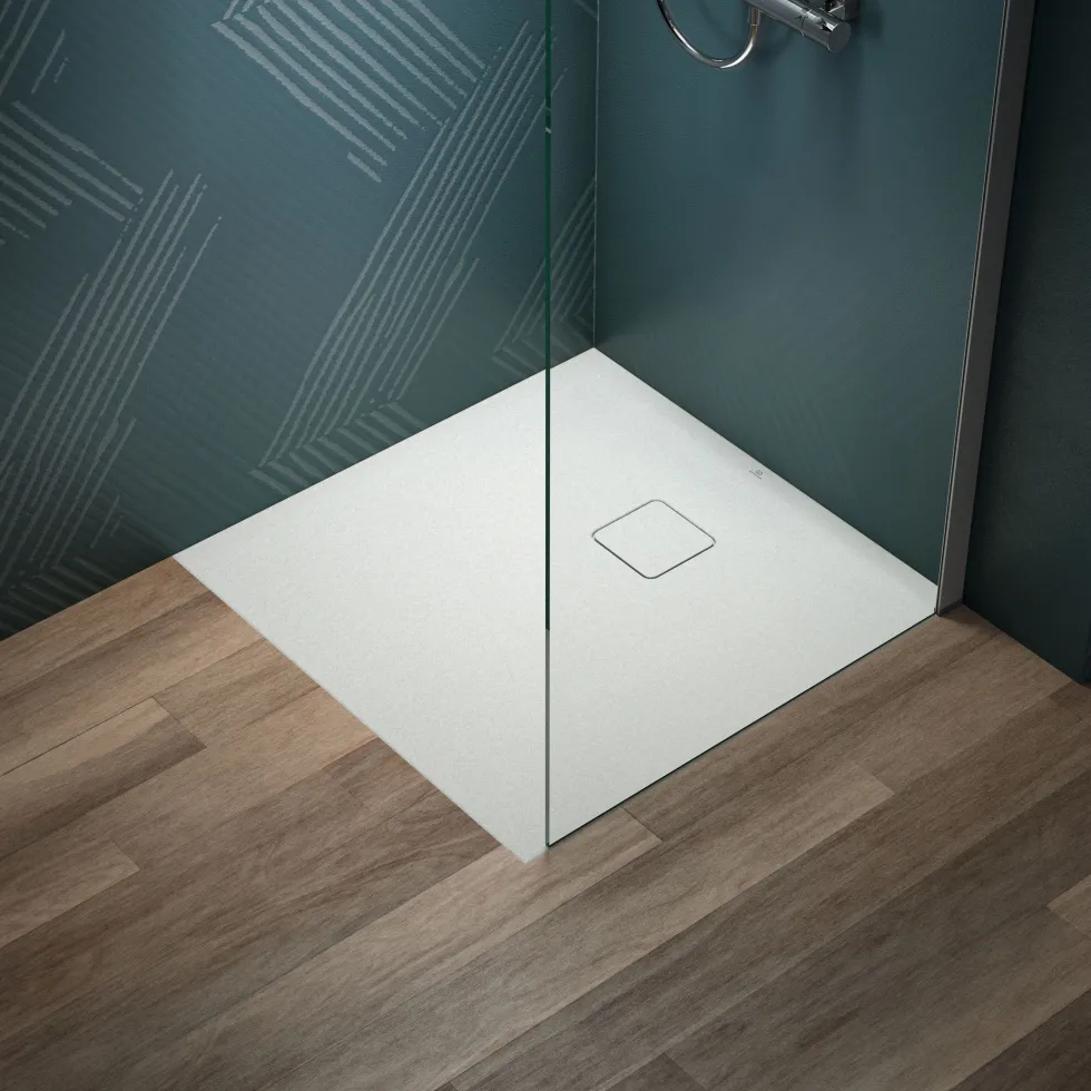 Ideal Standard Ultra Flat Evo Square Anti-Slip Acrylic Shower Tray with Offset Waste - 4 Sizes