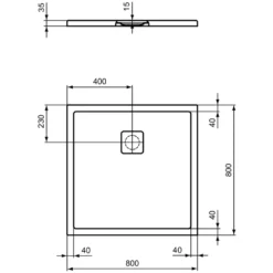 Ideal Standard Ultra Flat Evo Square Anti-Slip Acrylic Shower Tray with Offset Waste - 4 Sizes