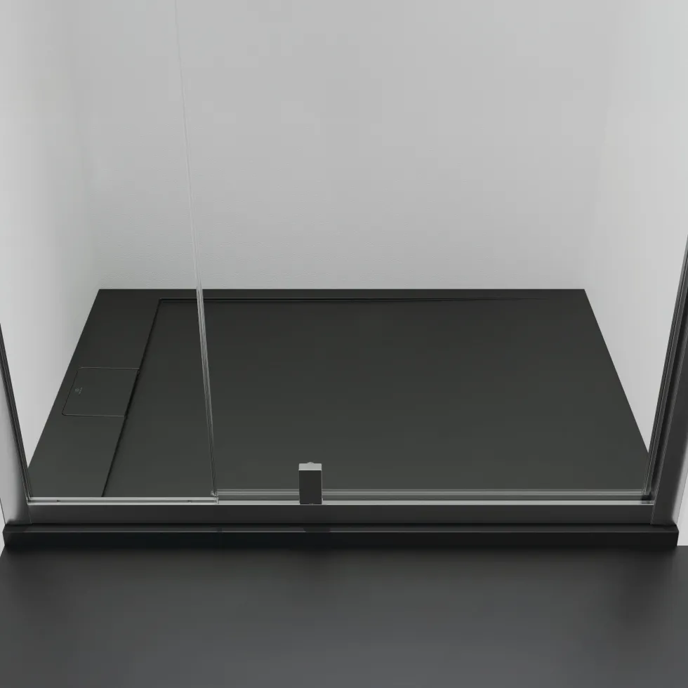 Ideal Standard Ultra Flat S i.life Jet Black Rectangular Anti-Slip Stone Resin Shower Tray - 5 Sizes