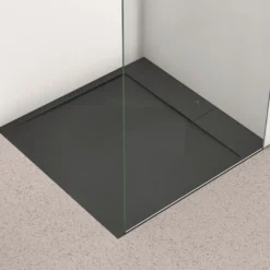 Ideal Standard Ultra Flat S i.life Jet Black Square Anti-Slip Stone Resin Shower Tray - 2 Sizes