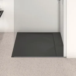 Ideal Standard Ultra Flat S i.life Jet Black Square Anti-Slip Stone Resin Shower Tray - 2 Sizes