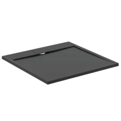 Ideal Standard Ultra Flat S i.life Jet Black Square Anti-Slip Stone Resin Shower Tray - 2 Sizes