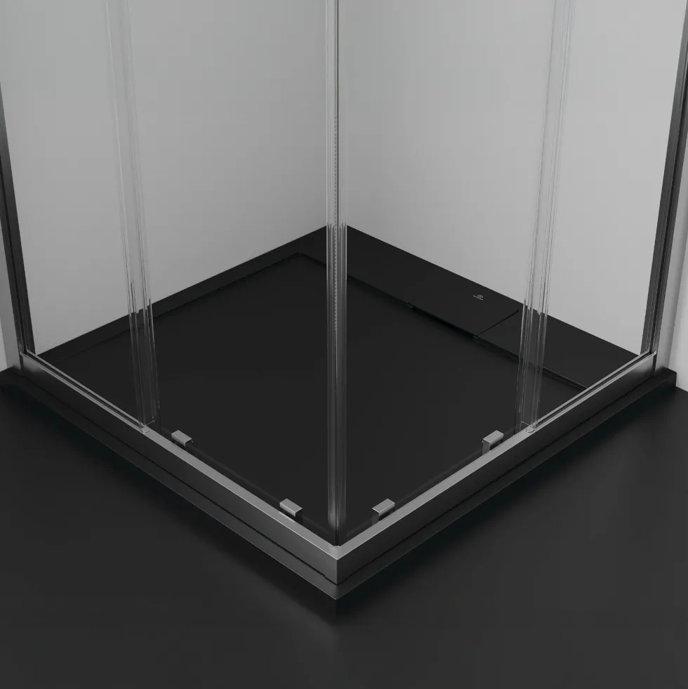 Ideal Standard Ultra Flat S i.life Jet Black Square Anti-Slip Stone Resin Shower Tray - 2 Sizes