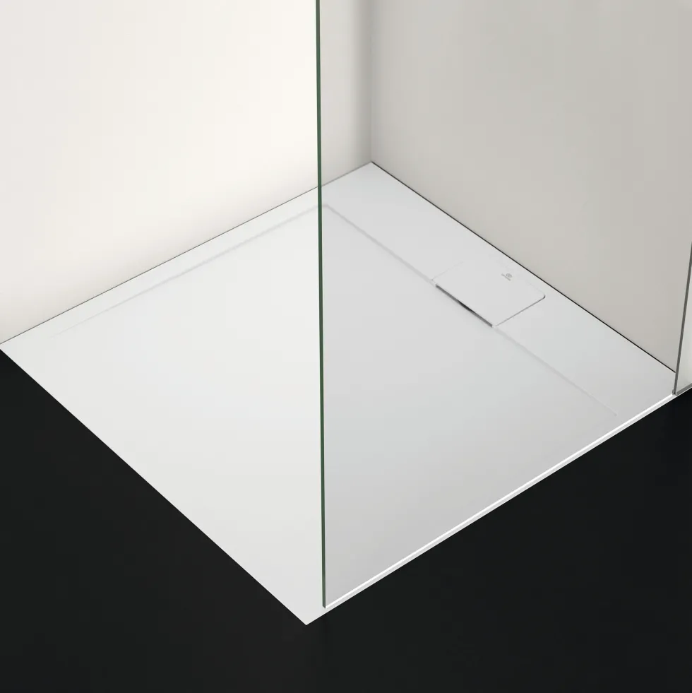 Ideal Standard Ultra Flat S i.life Pure White Square Anti-Slip Stone Resin Shower Tray - 2 Sizes