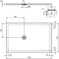 Ideal Standard Ultra Flat S+ Jet Black Rectangular Anti-Slip Stone Resin Shower Tray - 7 Sizes