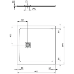 Ideal Standard Ultra Flat S+ Jet Black Square Anti-Slip Stone Resin Shower Tray - 2 Sizes