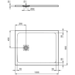 Ideal Standard Ultra Flat S+ Pure White Rectangular Anti-Slip Stone Resin Shower Tray - 7 Sizes
