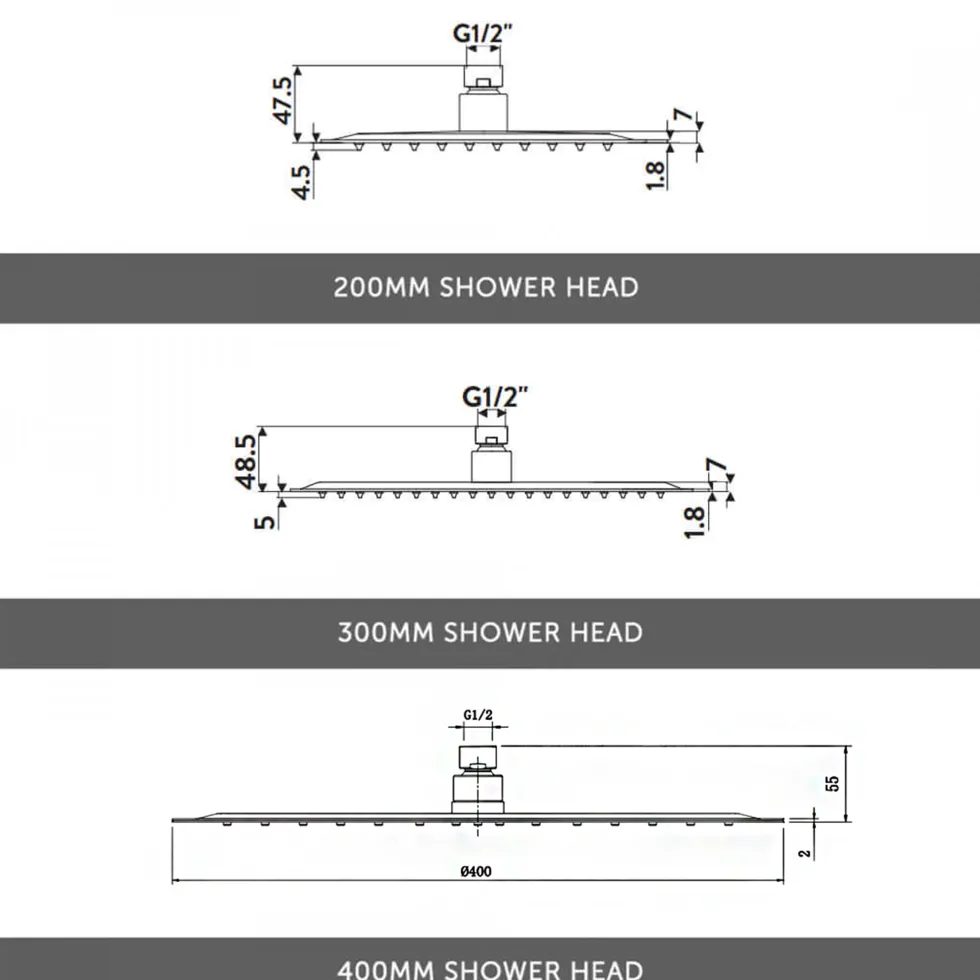 Imogen Concealed Shower Valve, Fixed Shower Head & Overflow Bath Filler