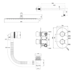 Imogen Concealed Shower Valve, Fixed Shower Head & Overflow Bath Filler