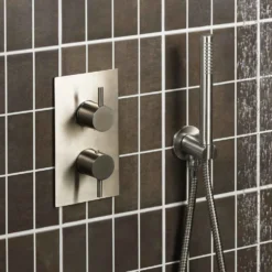 Inox Brushed Stainless Steel 2 Outlet Concealed Thermostatic Shower Valve