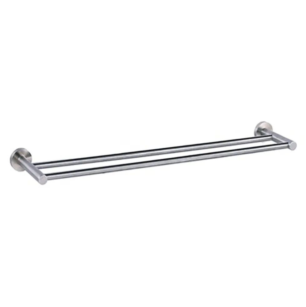 Inox Brushed Stainless Steel Wall Mounted Twin Towel Rail - 640mm