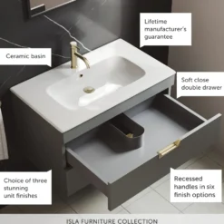 Isla 800mm Wall Hung Vanity Unit & Basin