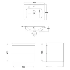 Isla 600mm Wall Hung Vanity Unit & Basin