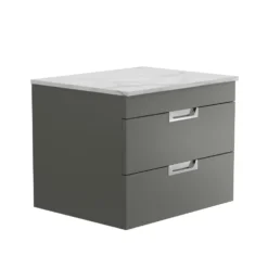 Isla 600mm Wall Hung Vanity Unit & Marble Sintered Stone Countertop
