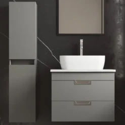 Isla 600mm Wall Hung Vanity Unit & Marble Sintered Stone Countertop