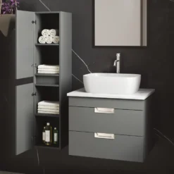 Isla 600mm Wall Hung Vanity Unit & Marble Sintered Stone Countertop
