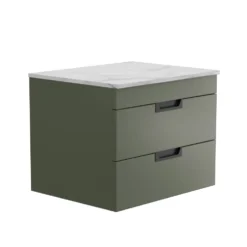Isla 600mm Wall Hung Vanity Unit & Marble Sintered Stone Countertop