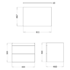 Isla 600mm Wall Hung Vanity Unit & Marble Sintered Stone Countertop