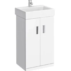 Jack Compact Rimless Toilet & Vanity Unit Bathroom Suite with Matt Black Handles