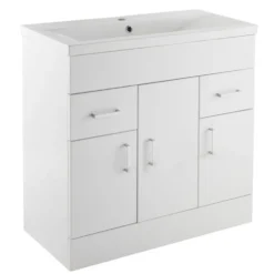 Jack Minimalist 800mm White Gloss Floor Standing Vanity Unit & Basin