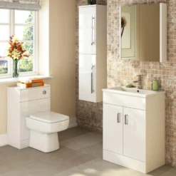 Jack Minimalist 600mm White Gloss Floor Standing Vanity Unit & Basin