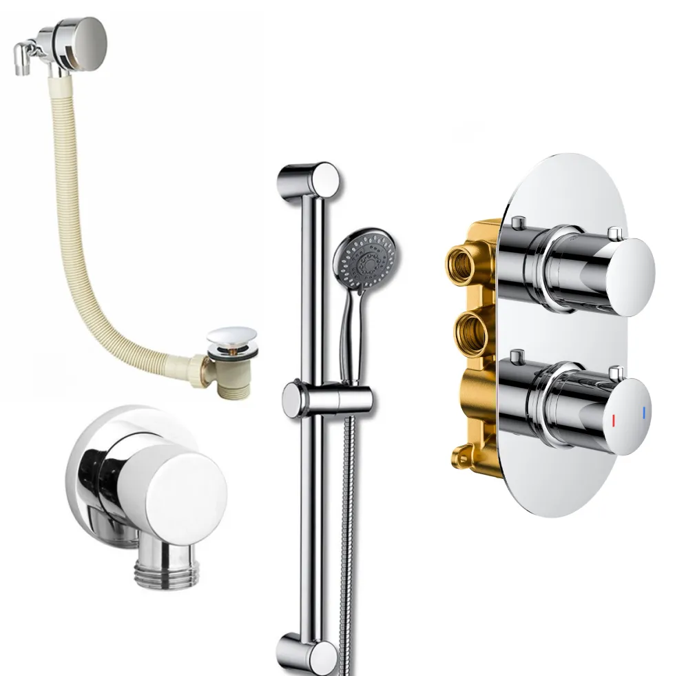 Jemima Concealed Shower Valve, Slide Rail Kit & Overflow Bath Filler