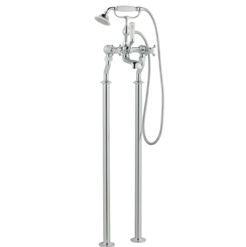 JTP Grosvenor Cross Floor Standing Bath And Shower Mixer Tap With Shower Kit
