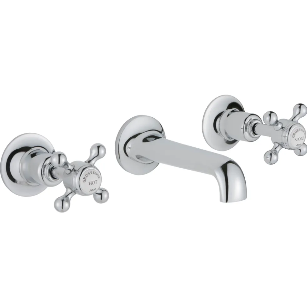JTP Grosvenor Cross 3 Hole Wall Mounted Basin Mixer Tap