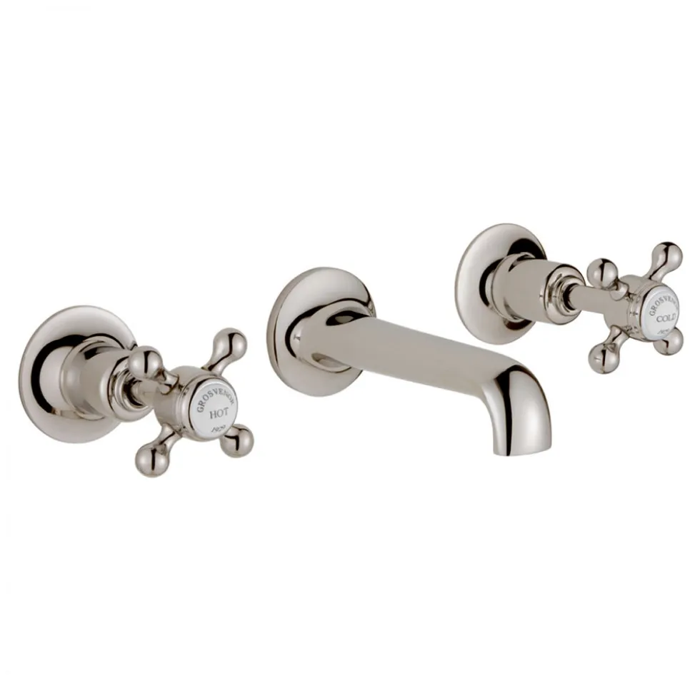 JTP Grosvenor Cross 3 Hole Wall Mounted Basin Mixer Tap
