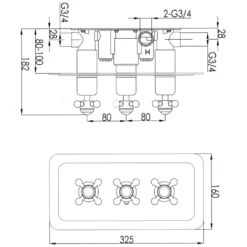 JTP Grosvenor Cross Horizontal Concealed 2 Outlet Shower Valve