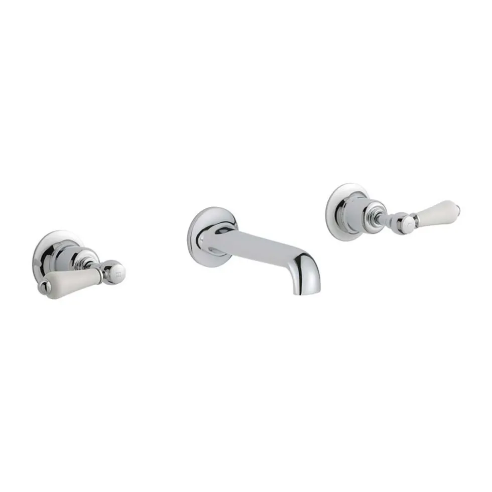 JTP Grosvenor Lever 3 Hole Wall Mounted Basin Mixer Tap