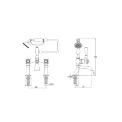 JTP Grosvenor Pinch Deck Mounted Bath Shower Mixer With Kit