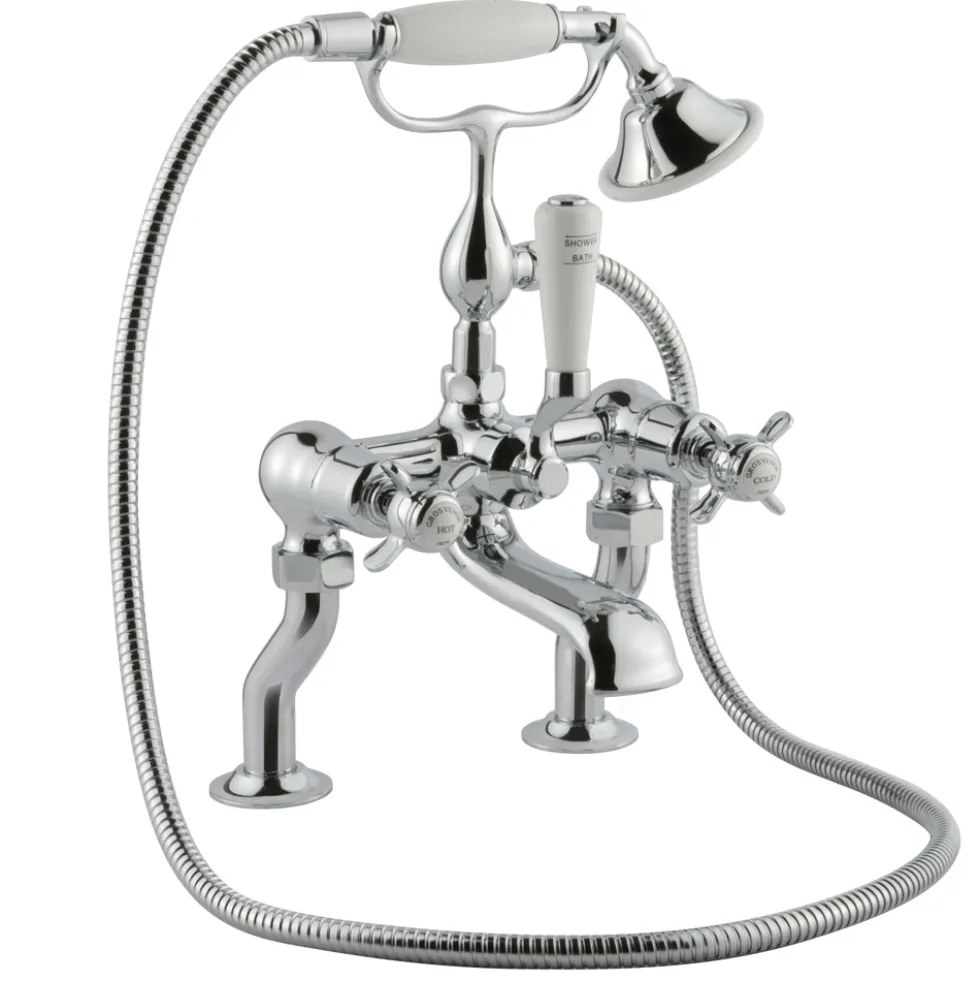 JTP Grosvenor Pinch Floor Standing Bath And Shower Mixer Tap With Shower Kit