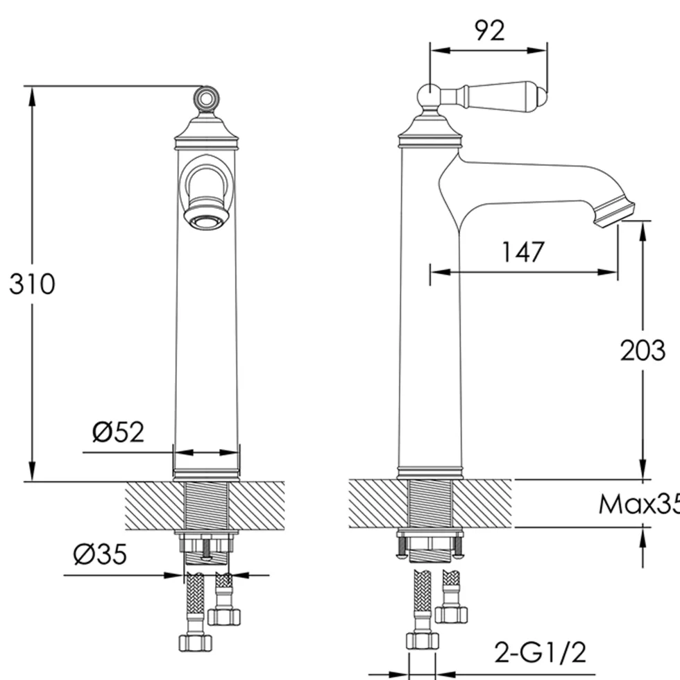 JTP Grosvenor Tall Single Lever Basin Mixer Tap