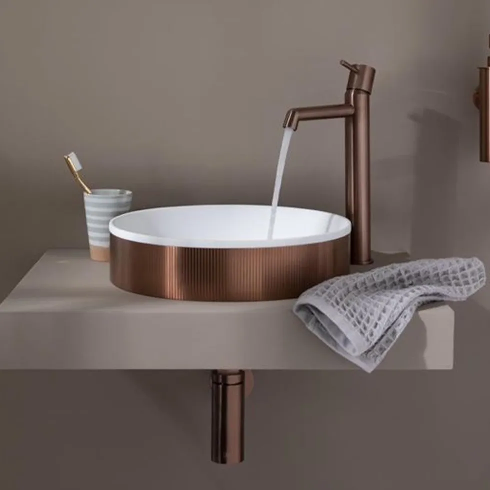 Just Taps VOS 360mm Round Countertop Basin with Click Clack Waste