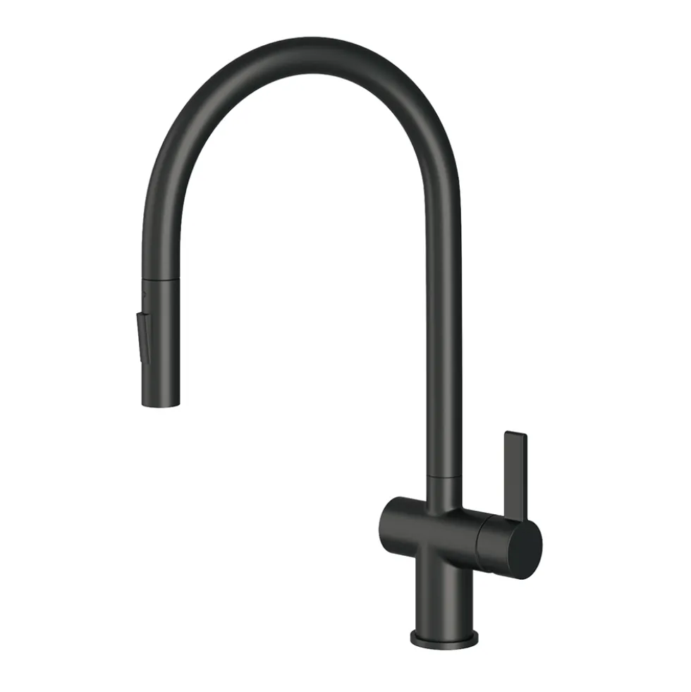 Just Taps VOS Pull Out Spray Single Lever Mono Kitchen Mixer - Matt Black