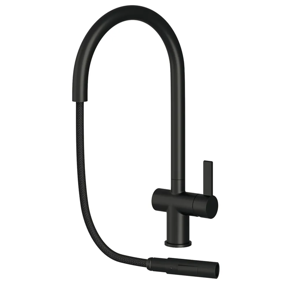 Just Taps VOS Pull Out Spray Single Lever Mono Kitchen Mixer - Matt Black