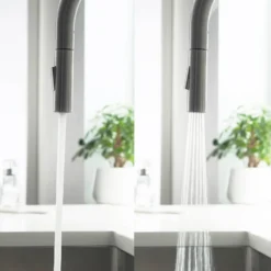 Just Taps VOS Pull Out Spray Single Lever Mono Kitchen Mixer - Brushed Gunmetal Grey