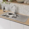 Leisure Aria 1.5 Bowl Satin Stainless Steel Kitchen Sink with Reversible Drainer - 950 x 508mm