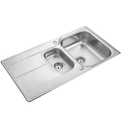 Leisure Aria 1.5 Bowl Satin Stainless Steel Kitchen Sink with Reversible Drainer - 950 x 508mm