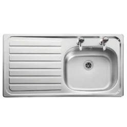 Leisure Lexin Satin Stainless Steel Single Bowl Kitchen Sink with Left Hand Drainer - 950 x 508mm
