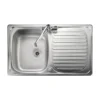 Leisure Linear Compact 1 Bowl Satin Stainless Steel Sink & Waste Kit with Reversible Drainer - 800 x 508mm