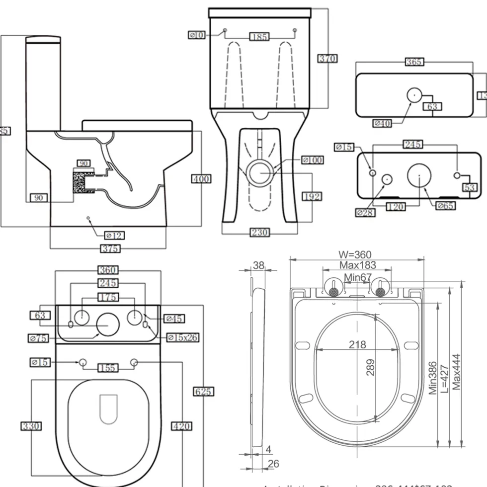 Lorraine Rimless Close Coupled Compact Toilet & Soft Close Seat