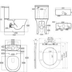 Lydia Rimless Close to Wall Close Coupled Toilet & Soft Close Seat
