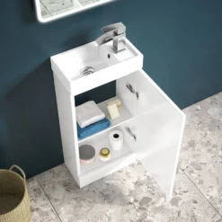 Maisie Compact 400mm Mini Cloakroom Vanity Unit and Basin - Gloss White